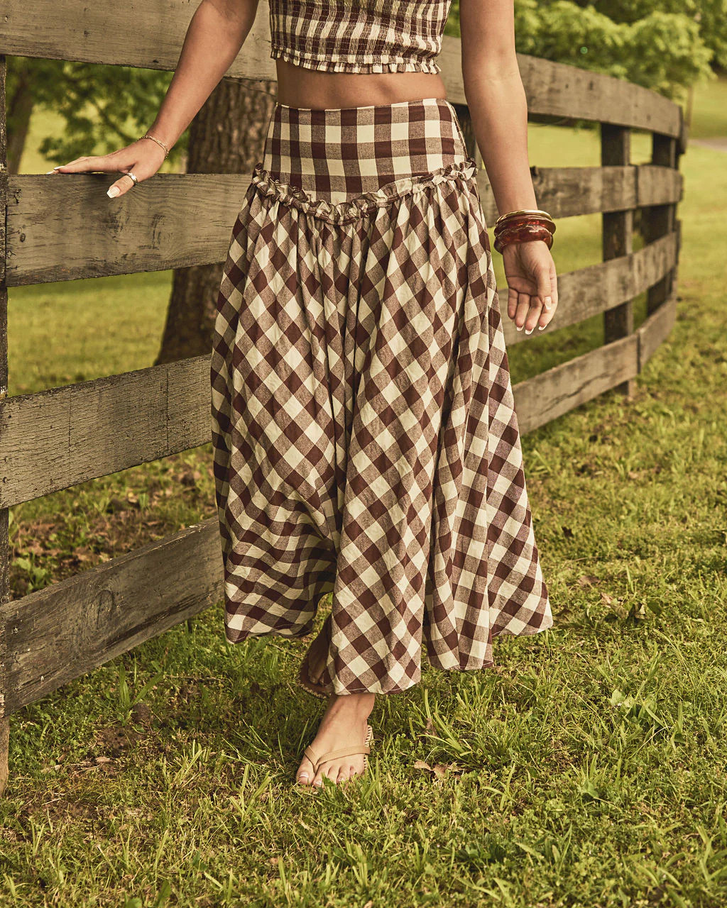 Moonbeam Trail Gingham Print Maxi Skirt | VICI