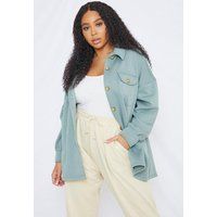 Plus Size Sage Soft Button Shacket | Missguided (US & CA)