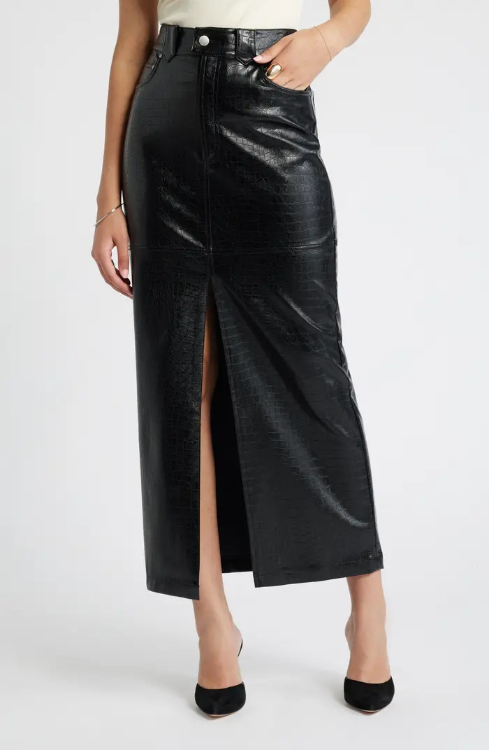 Croc Embossed Faux Leather Column Skirt | Nordstrom