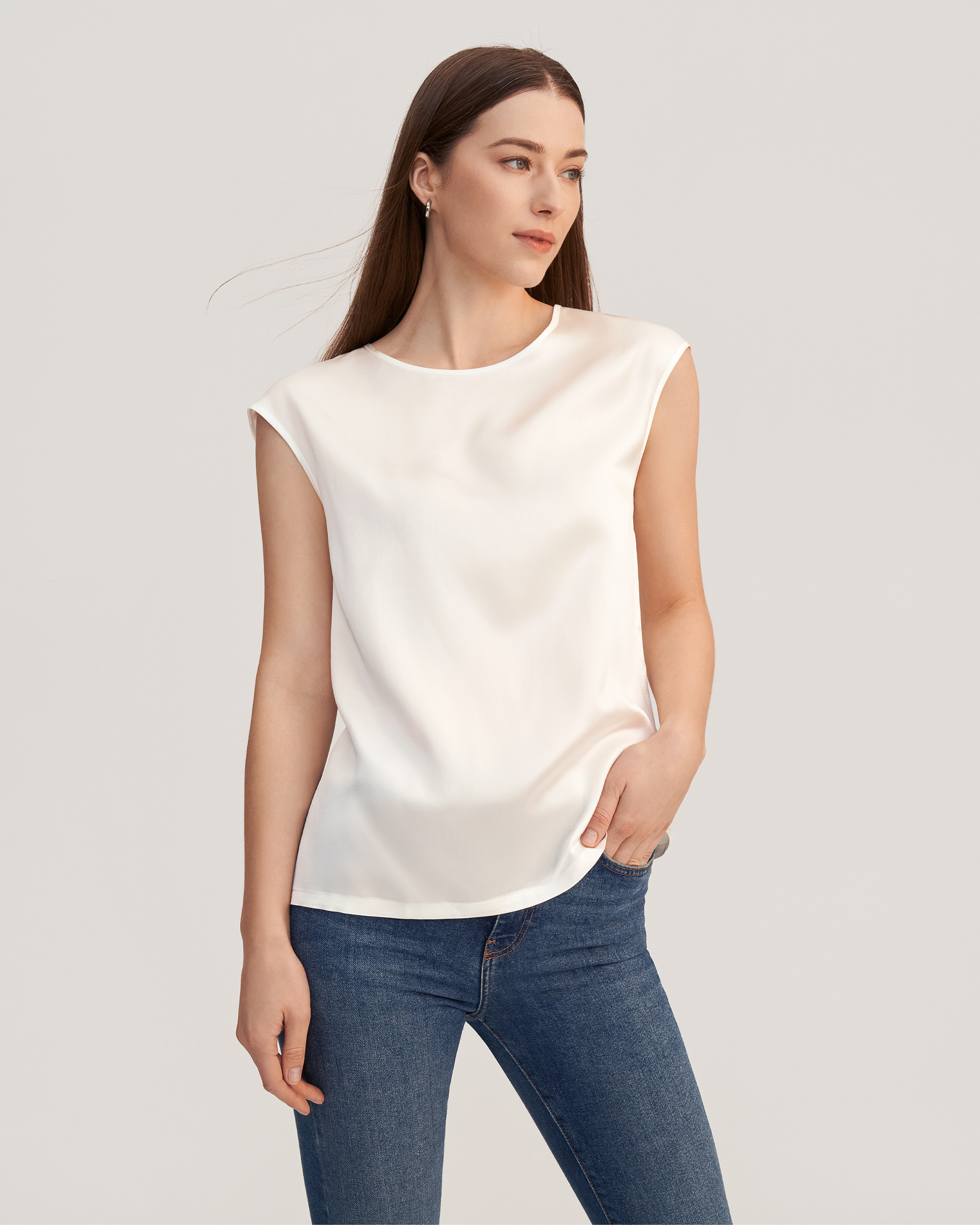 Basic Cap Sleeves  Silk T Shirt For Women | LilySilk