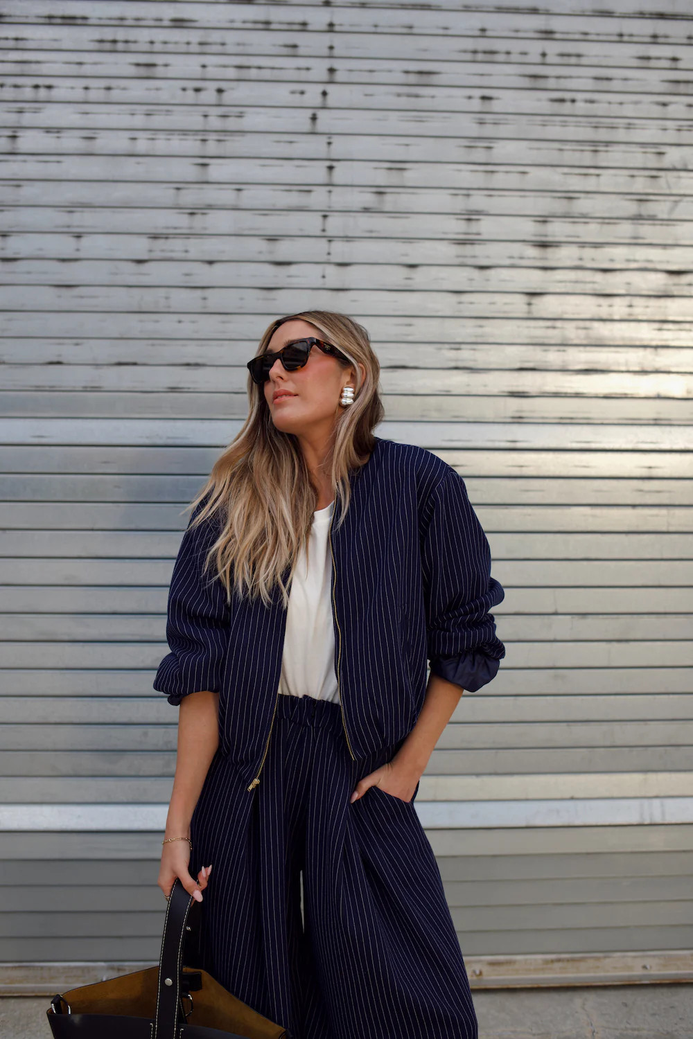 Bomber Jacket - Navy Pinstripe | How Do You Wear That