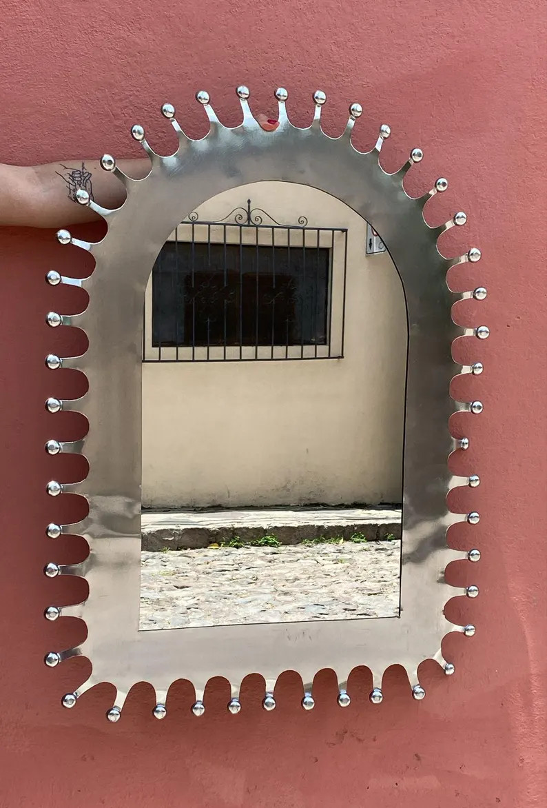 PUNCHED TIN MIRROR Hacienda Style Mirror, Folk Art, Handmade in Mexico - Etsy | Etsy (US)