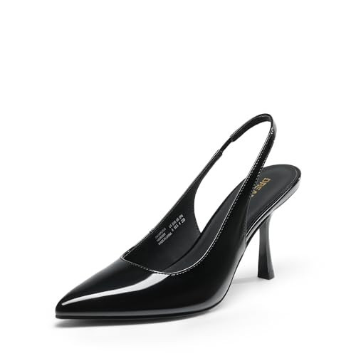 DREAM PAIRS Women's Heels Slingback Stiletto Pumps Shoes Pointed Closed Toe Kitten Heels Dress Bridal Elegant Wedding Sexy Party,Size 9.5,Black-Pat,DWUMPU2510 | Amazon (US)