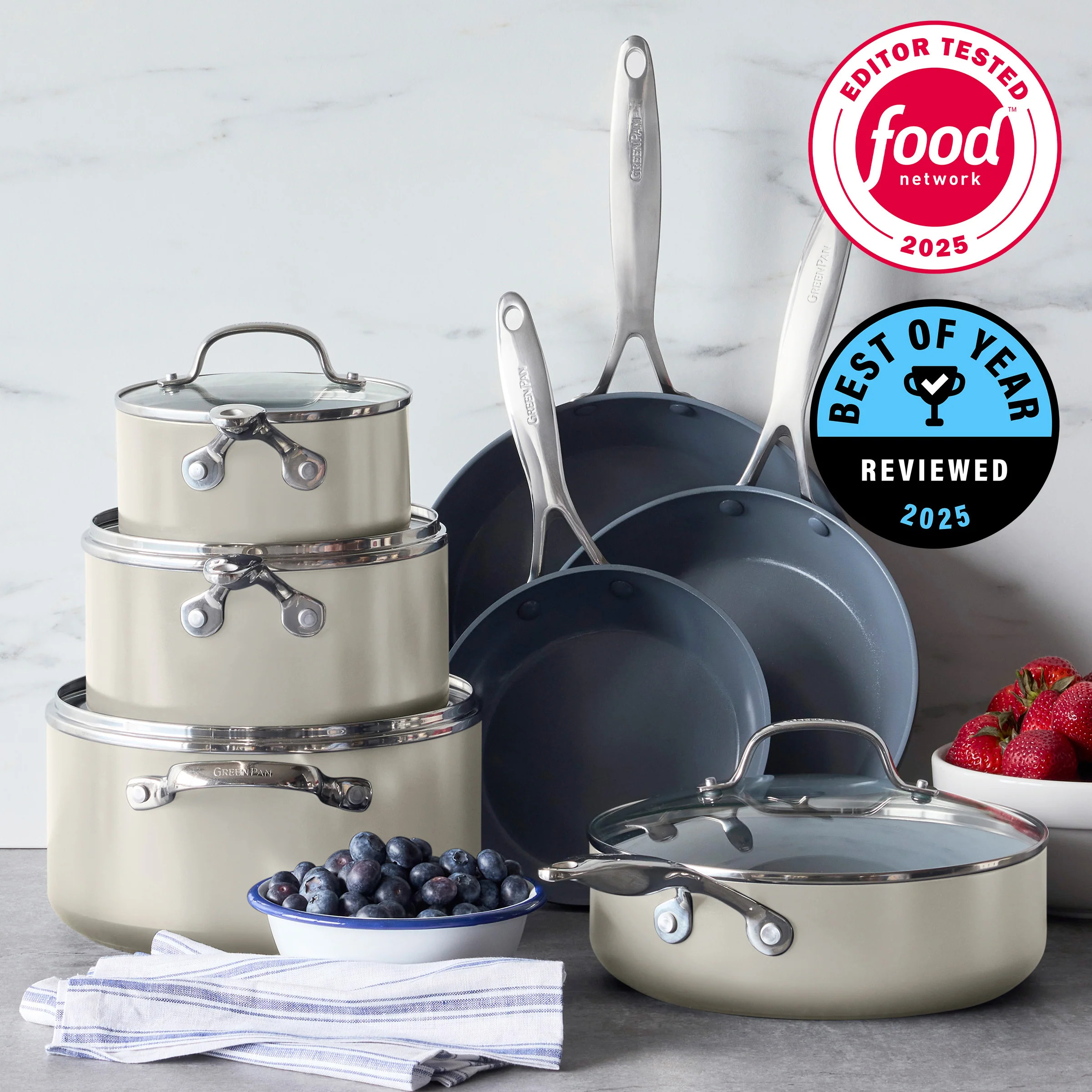 Valencia Pro Ceramic Nonstick 19-Piece Cookware Set | GreenPan | GreenPan