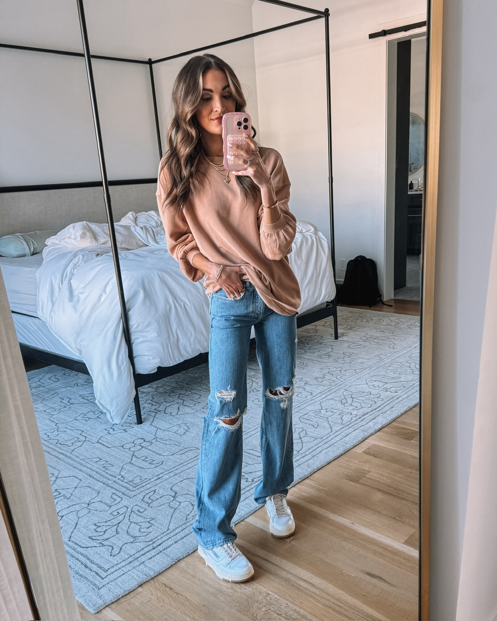 cozy aerie sweatshirt under $40 and my latest denim obsession!😍 sweatshirt runs a little oversized, wearing my normal xs. jeans run tts, wearing 24 

#LTKstyletip #LTKfindsunder50