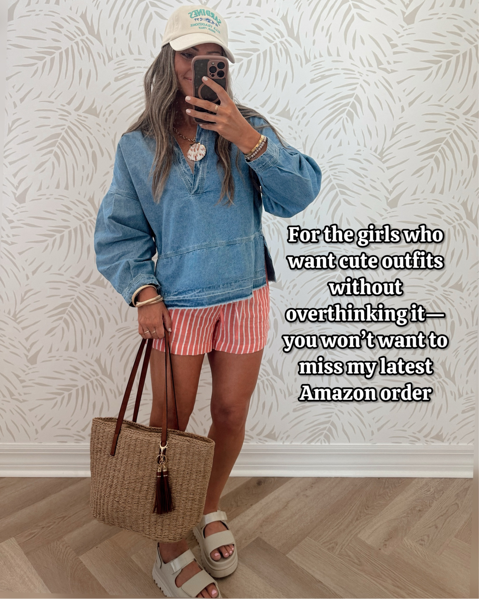 For reference: im 5’4, size small 
Chambray top: size down if in between.. runs oversized. 
Striped jumpsuit: SIZE DOWN! It runs huge.
Denim set true to size 
Blue romper: I’m in my true S but want a M! It runs very fitted. (Has padding! You don’t need a bra!) 
Black set TTS
Red athletic dress TTS (has padding! You don’t need a bra!) 


Amazon finds
Latest Amazon order 
Summer outfits
