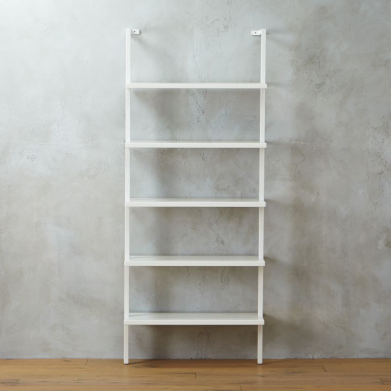 Stairway Modern White Metal Wall Mount Bookshelf 72.5'' + Reviews | CB2 | CB2