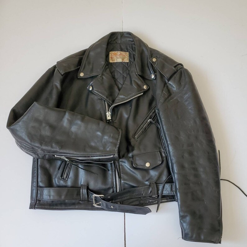 Vintage Excelled Leather Motorcycle Jacket Made in the USA - Etsy | Etsy (US)