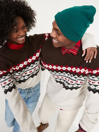 Cozy Fair Isle Gender-Neutral Crew-Neck Sweater for Adults | Old Navy (US)