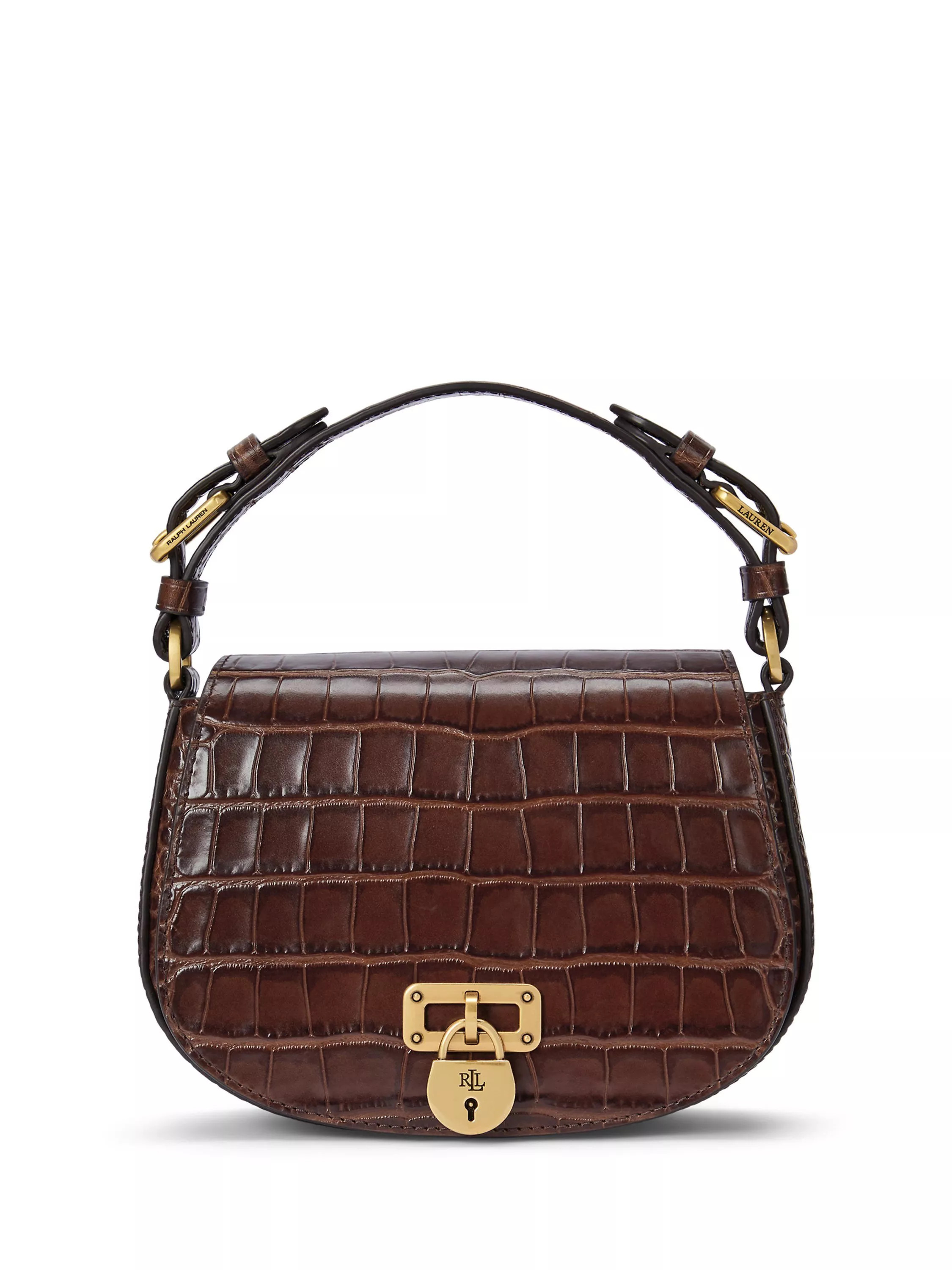 Ralph LaurenLauren Ralph Lauren Tanner Leather Croc Embossed Cross Body Bag, Dark Mahogany | John Lewis (UK)