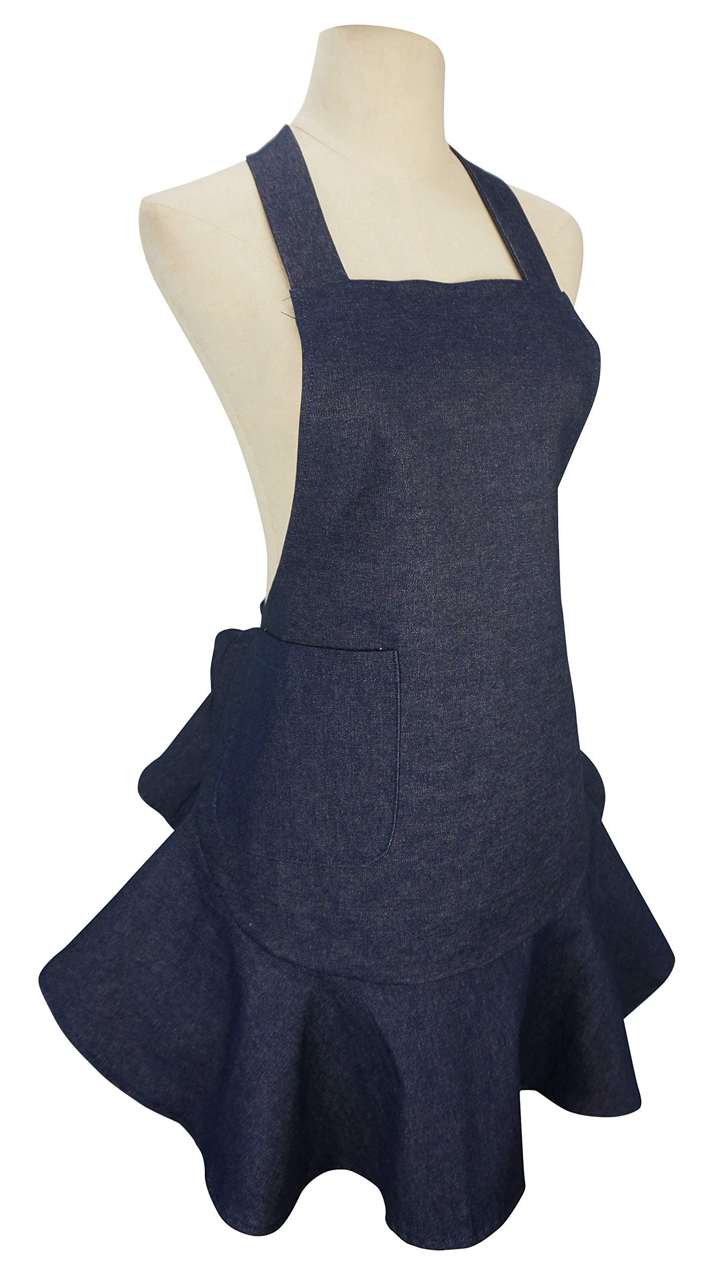 Women's Retro Denim Kitchen Bib Chef Apron (Navy Blue) | Amazon (US)