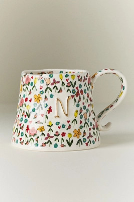 The Mud Fairy Stoneware 24k Gold Accent Monogram Mug | Anthropologie (US)