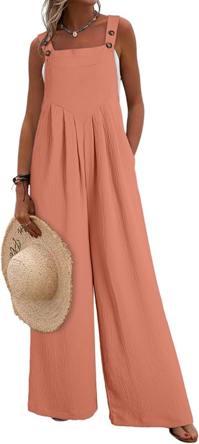 Dokotoo Women's Casual Loose Overalls Jumpsuits One Piece Sleeveless Wide Leg Long Pant Rompers W... | Amazon (US)