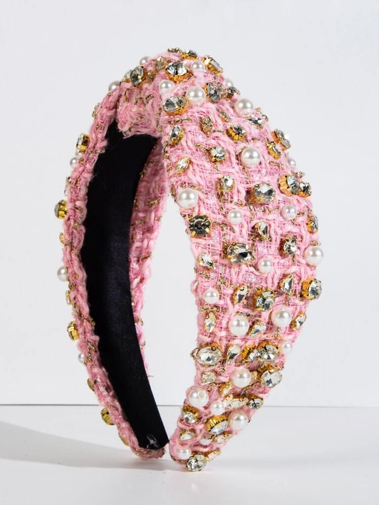 1pc Women Rhinestone & Faux Pearl Decor Luxury Headband | SHEIN