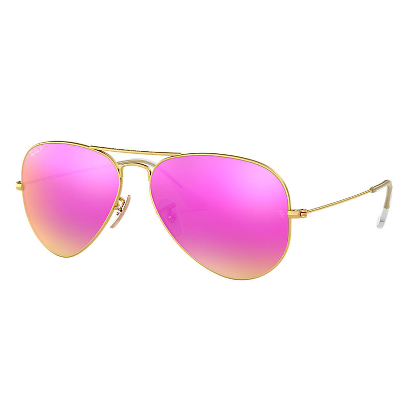 Ray-Ban Aviator Gold Sunglasses, Polarized Violet Flash Lenses - Rb3025 | Ray-Ban (US)