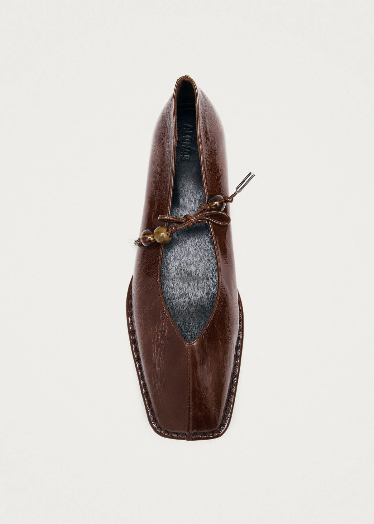 Sway Beads Rift Brown Leather Ballet Flats | ALOHAS (Global)