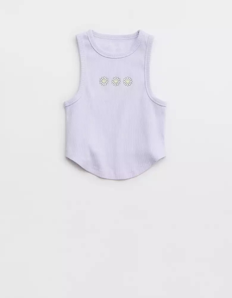 Aerie Smiley® New Day High Neck Cropped Tank Top | Aerie