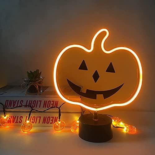 Orange Glowing Pumpkin Neon Sign,Indoor Pumpkin Lighting Decor,Halloween Pumpkin Table Neon Lamp,... | Amazon (US)