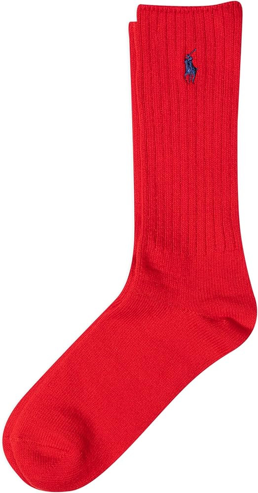 POLO RALPH LAUREN mens Cotton Ribbed Dress Crew Socks - 1 Pair Pack - Solid Color Cushioned Comfo... | Amazon (US)