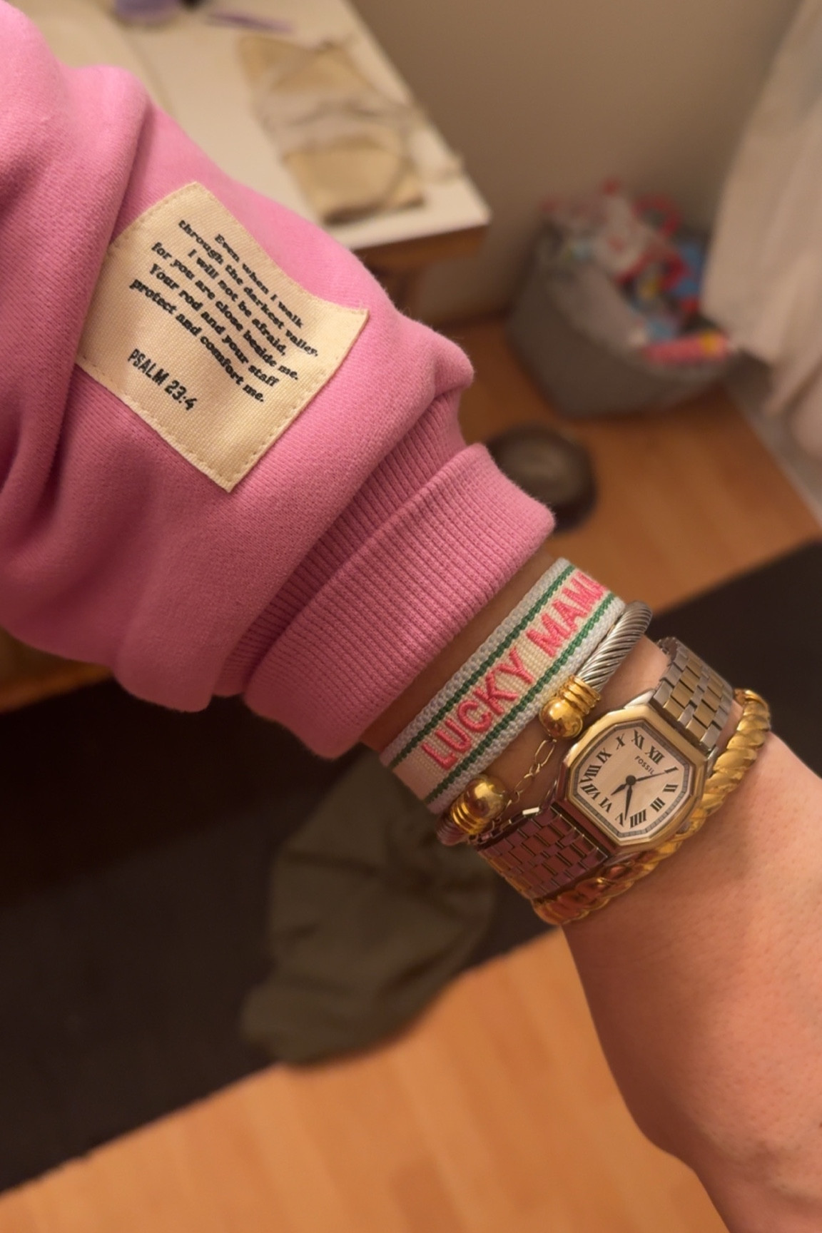 My new fave stack 

Gold/silver bracelet: The Bronzed Babe
Cloth bracelet: Etta and East 