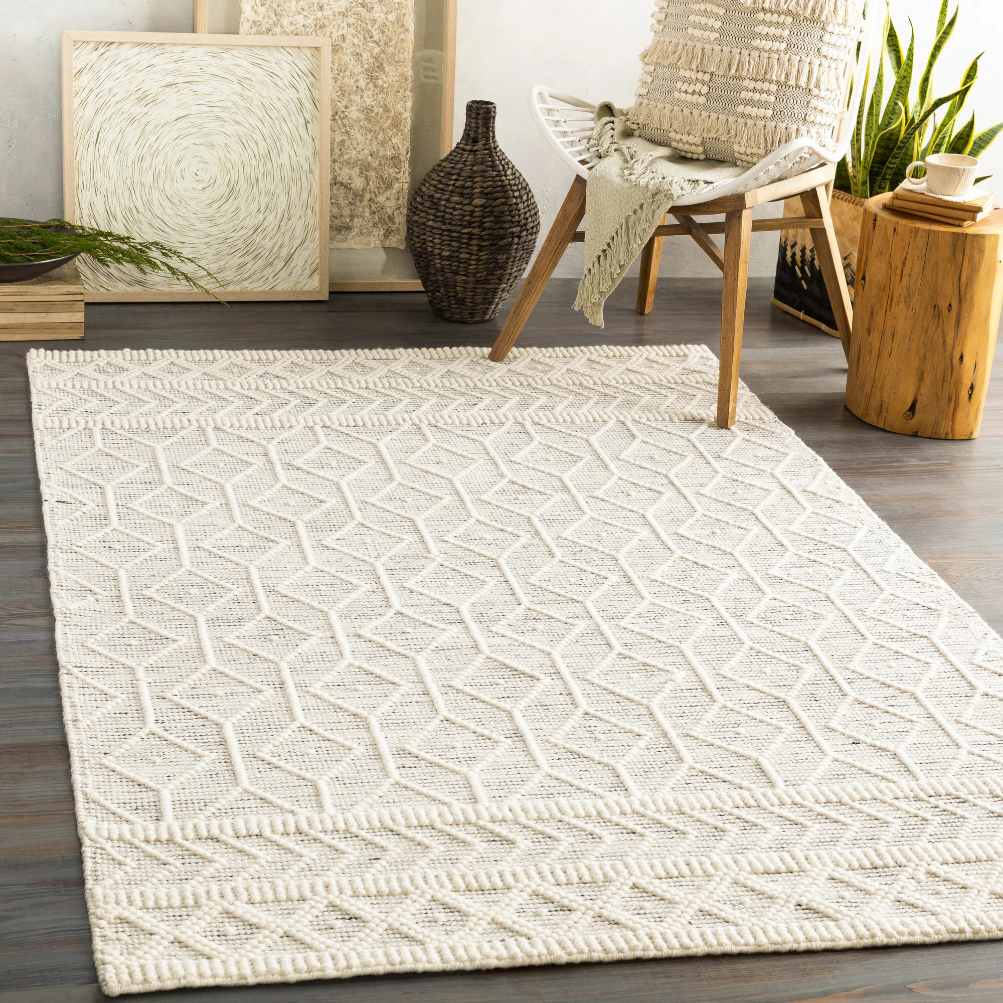 Emile Oriental Handmade Flatweave Wool Indoor Area Rug in Black/White | Wayfair North America