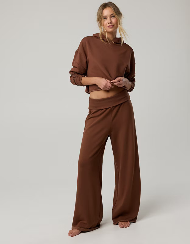 OFFLINE By Aerie OTT Fleece Super Wide Leg Foldover Pant | Aerie