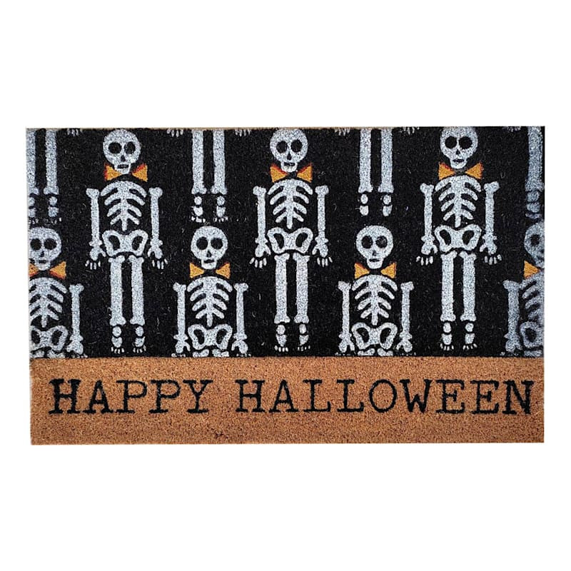 Happy Halloween Glitter Skeletons Coir Doormat 18X30 | At Home