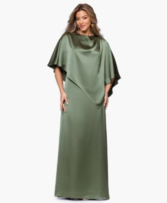 Xscape Women's Long Satin Overlay Ball Gown - Olive | Macy's