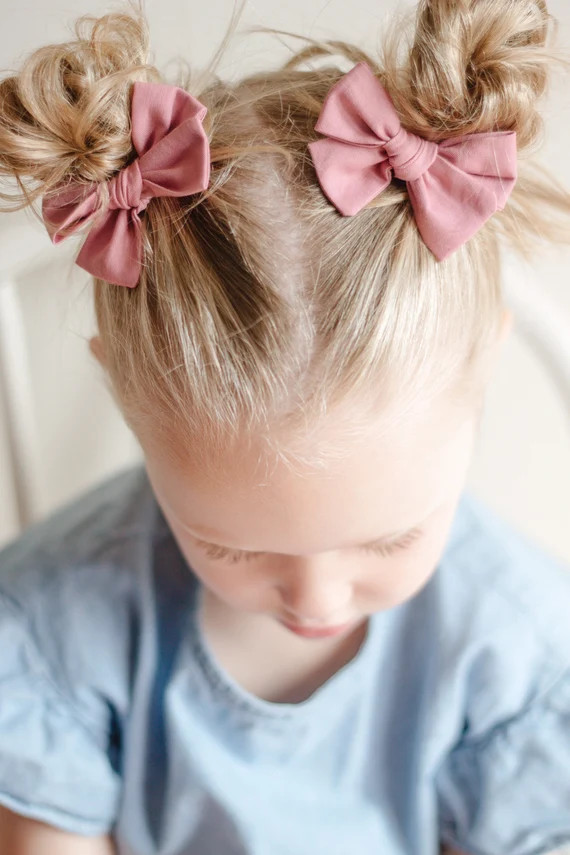 Rose Hair Bows  Toddler Girl Pigtail Bow Set  Hair Clips  | Etsy | Etsy (US)
