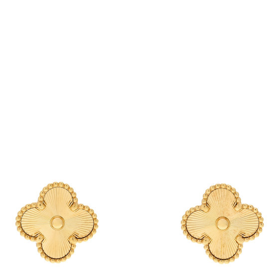 18K Yellow Gold Guilloche Vintage Alhambra Earrings | FASHIONPHILE (US)