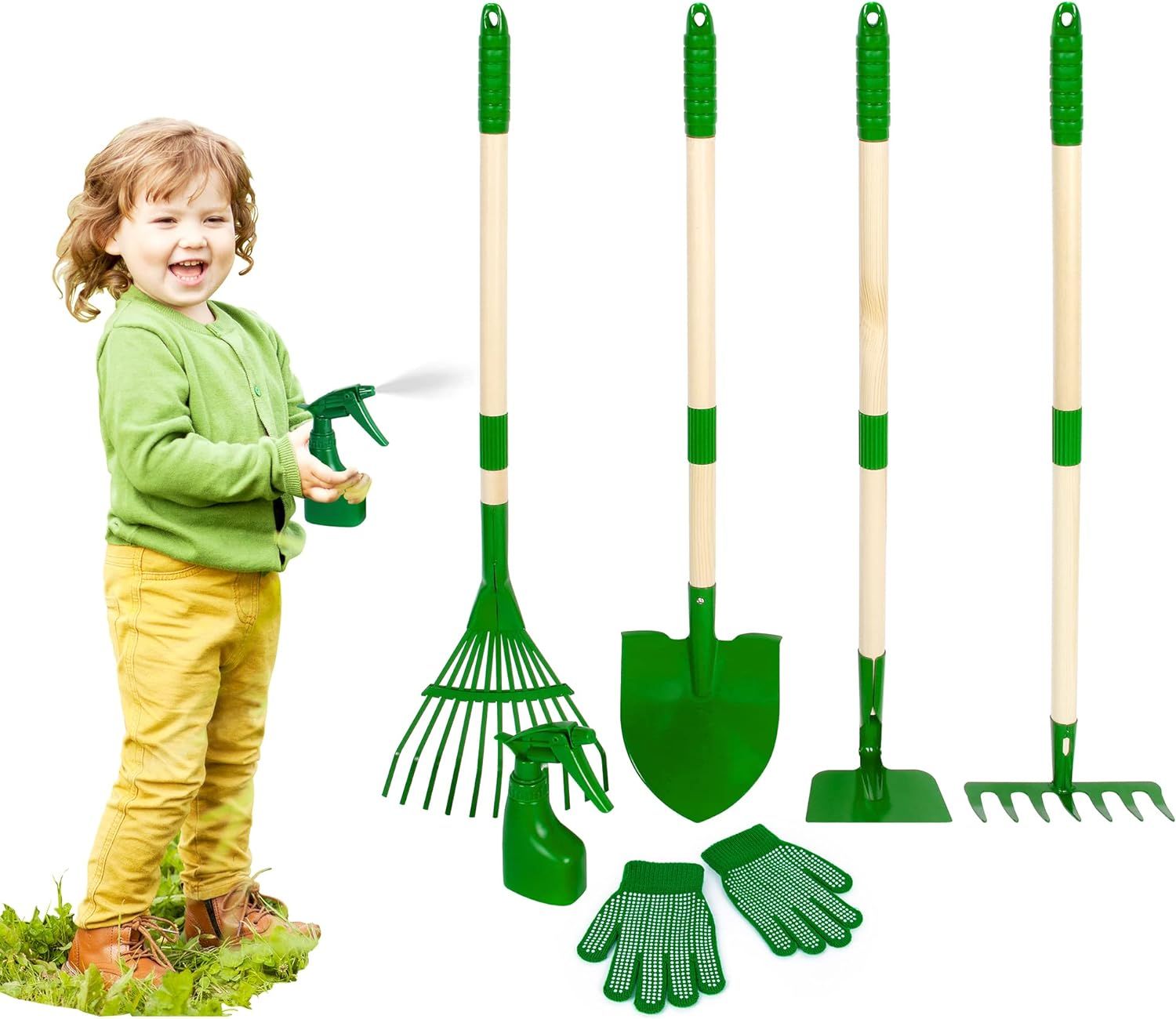 Duckura 6pcs Kids Garden Tools Set, Garden Tool for Kids, Shovel, Rake, Hoe, Leaf Rake, Gardening... | Amazon (US)