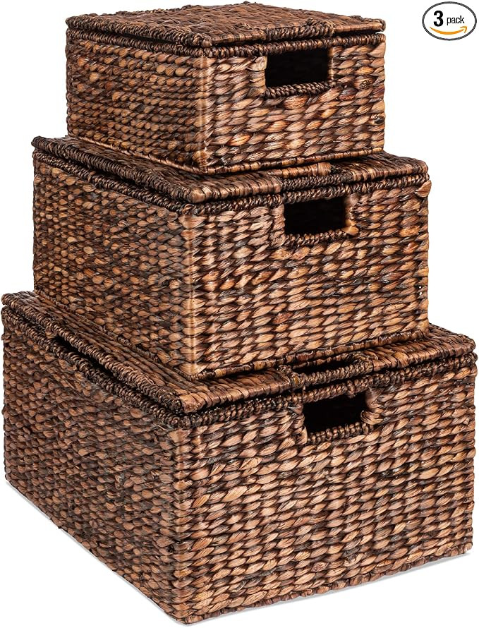 Best Choice Products Set Of 3 X-Large Multipurpose Hyacinth Storage Baskets, Handwoven Rectangula... | Amazon (US)