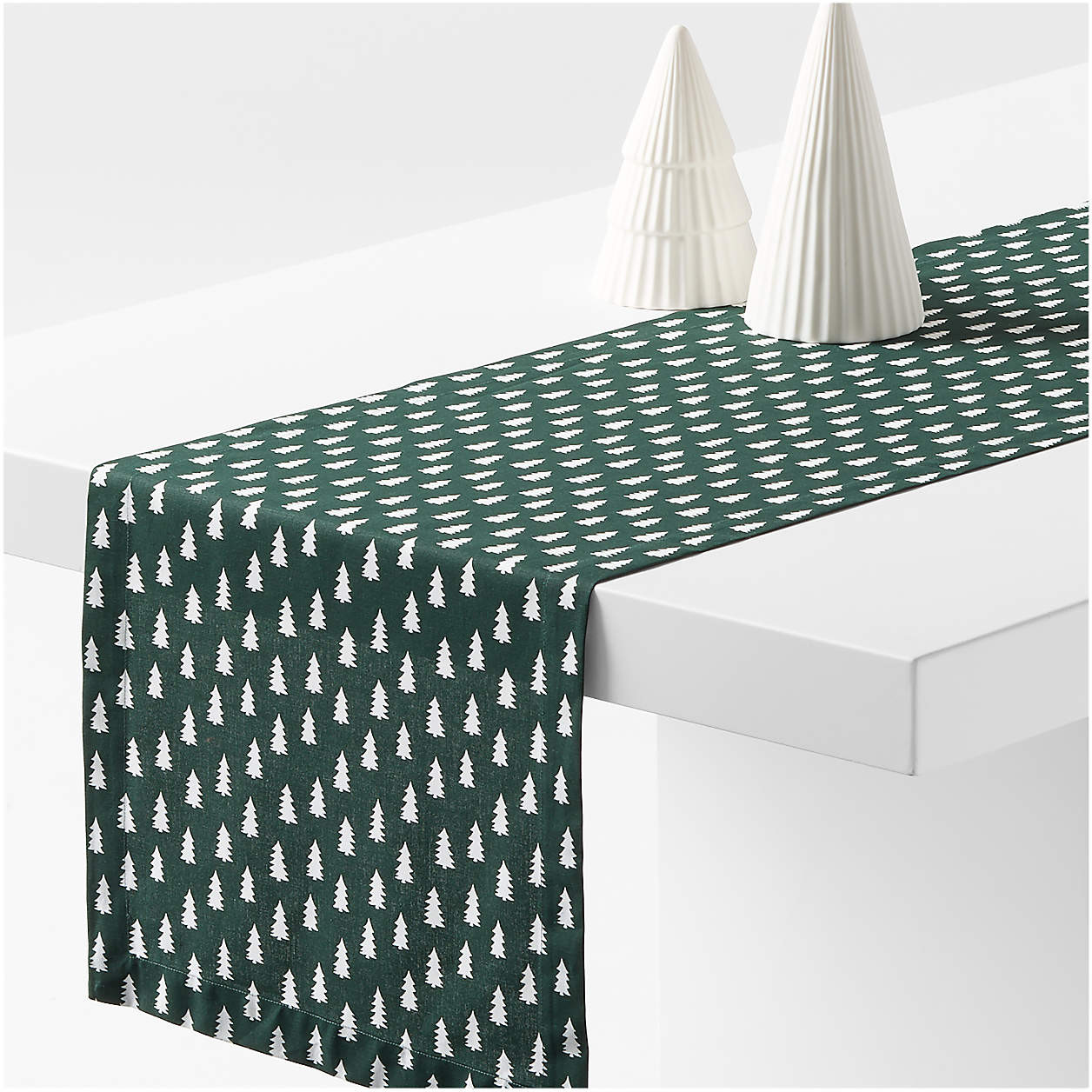 Green Trees 90" Table Runner + Reviews | Crate & Barrel | Crate & Barrel