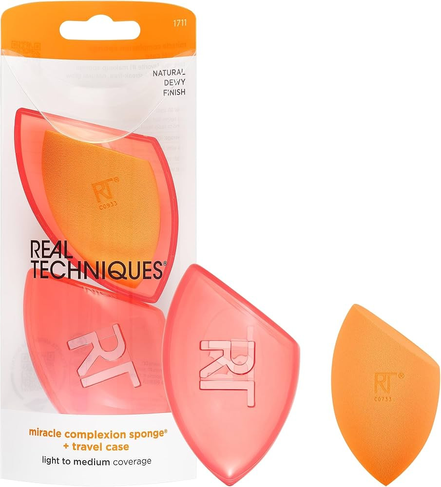 Real Techniques Miracle Complexion Sponge + Travel Case, Makeup Blending Sponge, For Foundation, ... | Amazon (US)
