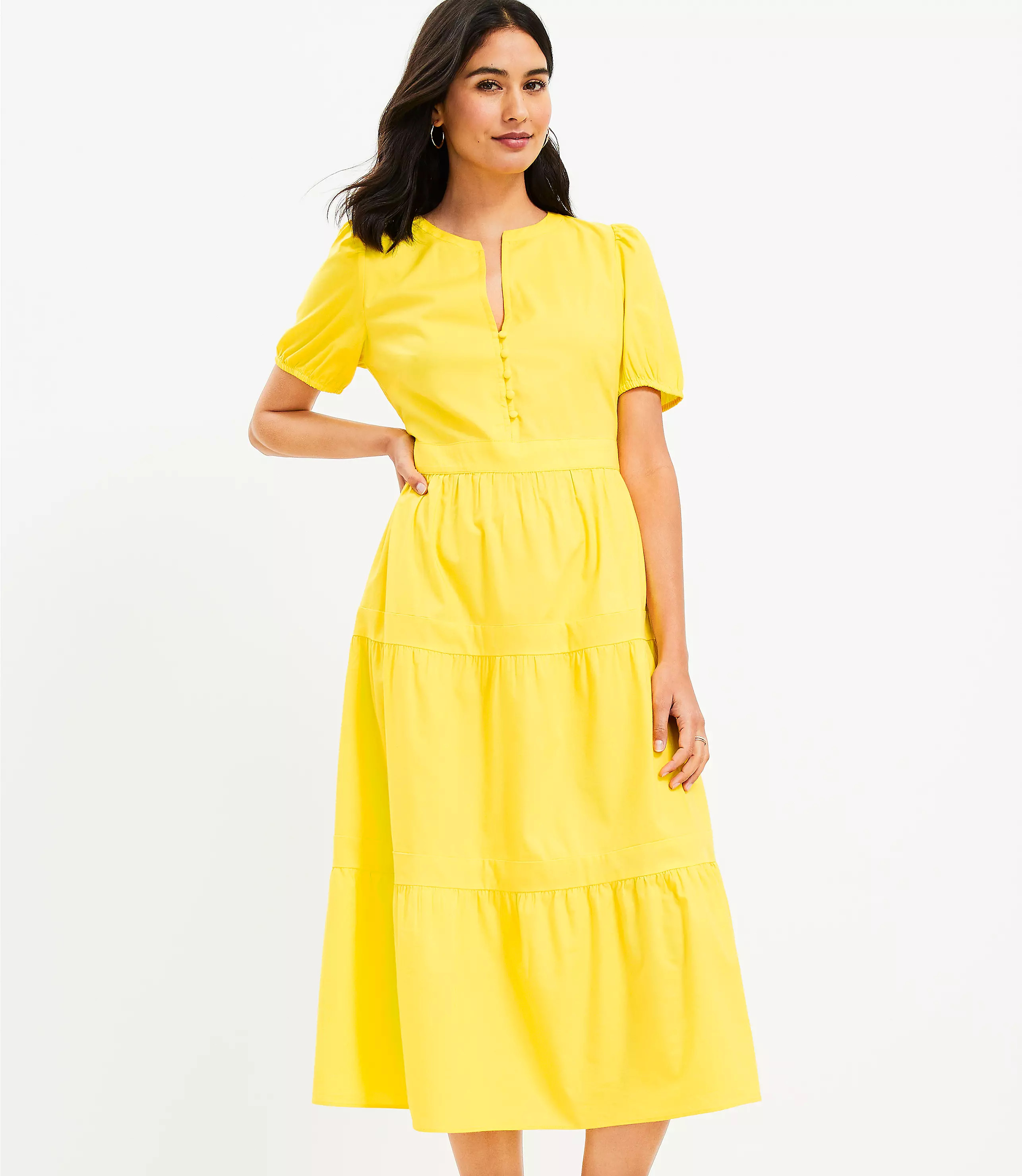 Petite Puff Sleeve Tiered Maxi Dress | LOFT