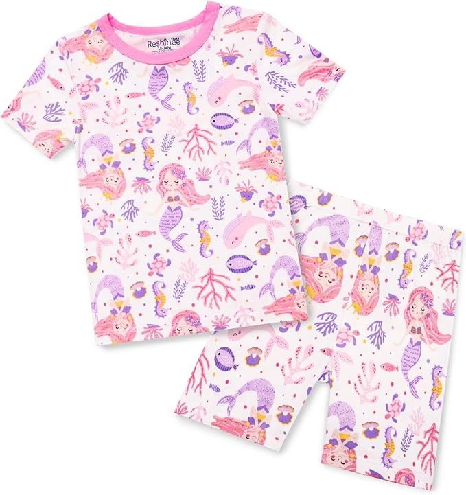 Bamboo Viscose Toddler Unicorn Mermaid Girls Kids Pajamas Short Sleeve Summer Cool Snug fit Pjs 1... | Amazon (US)