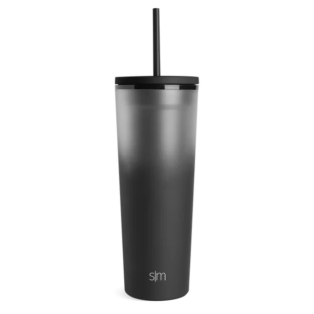 Simple Modern 24oz Double Wall Plastic Classic Tumbler with Lid and Straw, 24 Fluid Ounces, Midni... | Walmart (US)