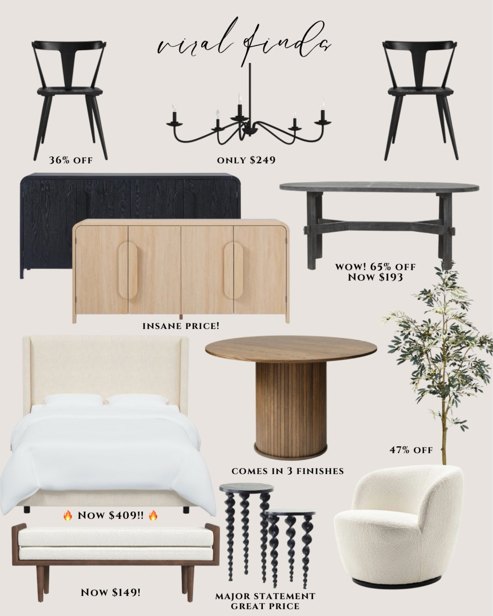 Modern furniture transitional. Home design. Decor. Olive tree. White upholstered bed modern. Black sideboard modern wooden. Black dining chair modern 

#LTKSaleAlert #LTKHome