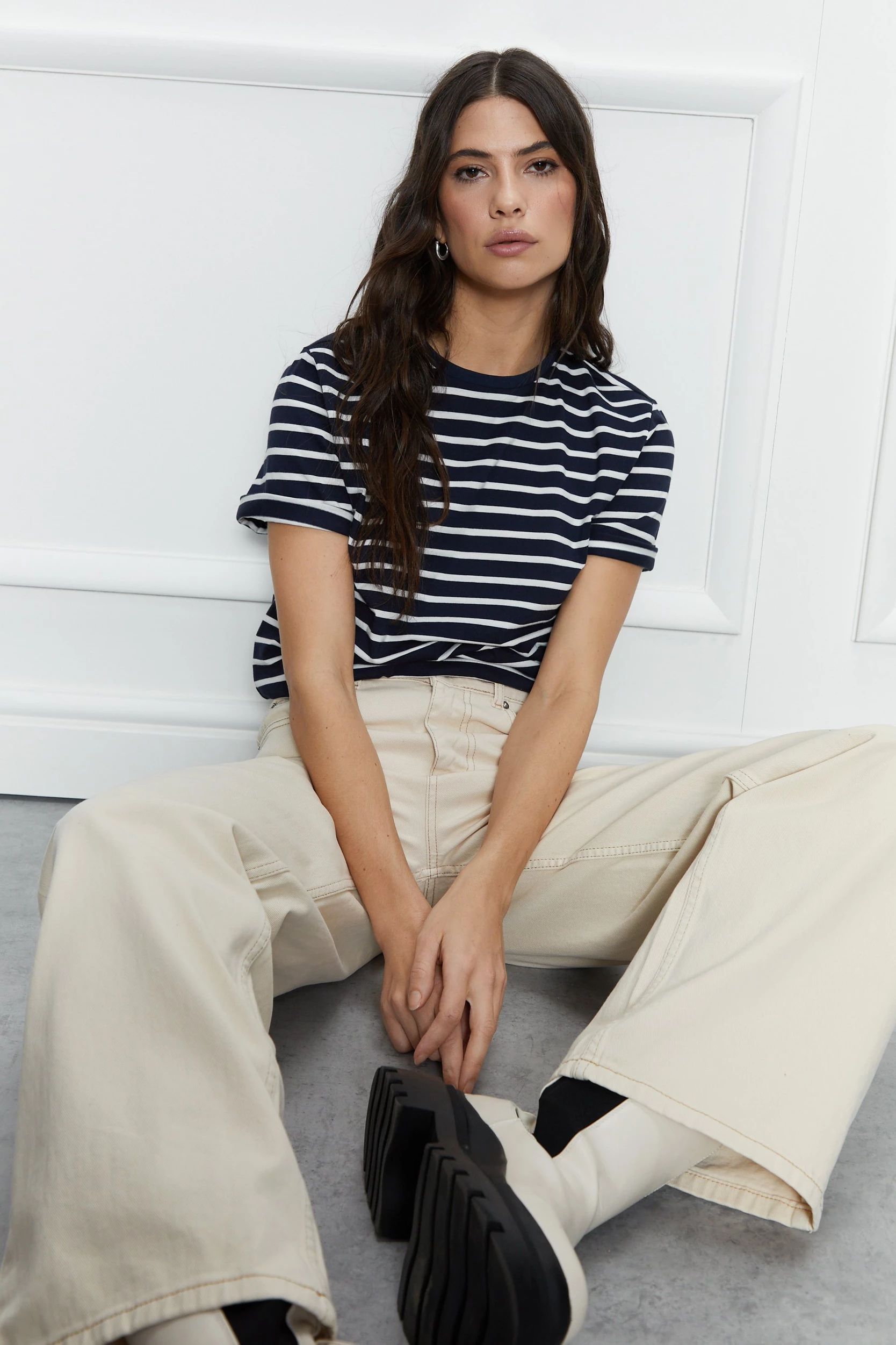 Cotton Stripe Short Sleeve T-shirt | Warehouse UK & IE