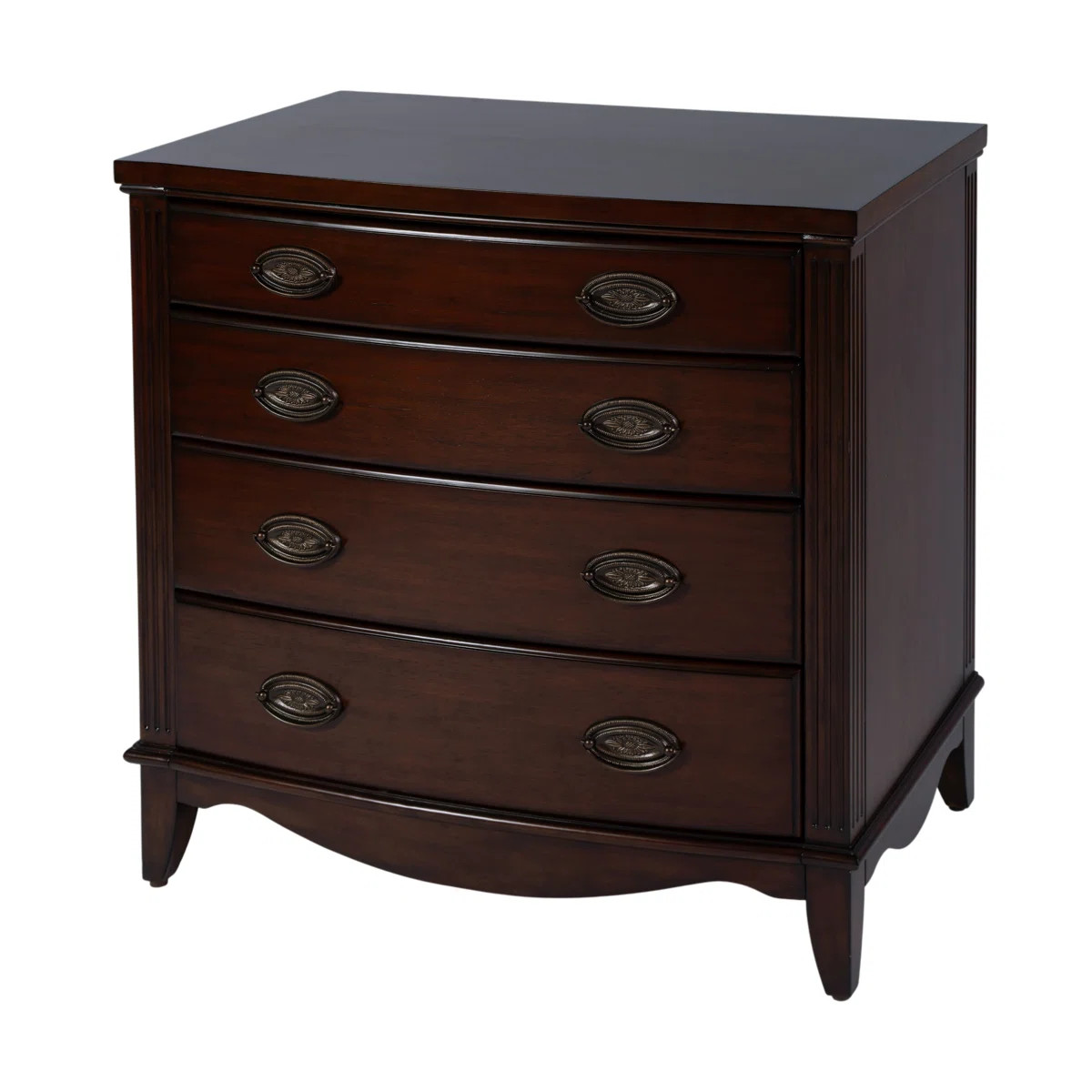 Agatha 32 In. W Rectangular Wood 4 Drawer Accent Chest, Dark Mahogany Brown | Wayfair North America
