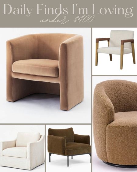 Accent chairs under $400! I have the Target swivel chair and it’s currently on sale! All these beauties are perfect for
a cozy corner, bedroom, living room, anywhere! 

#LTKStyleTip #LTKHome #LTKSaleAlert