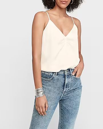 Satin Ruched Front Cami | Express