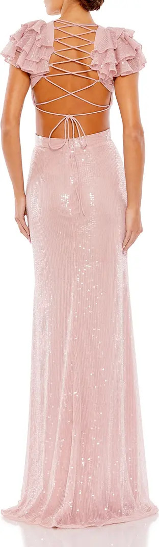 Ruffle Shoulder Sequin Embellished Gown | Nordstrom