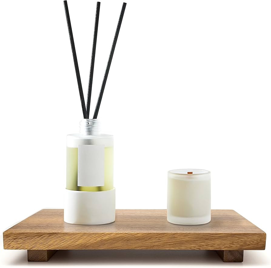 Medium 12" Acacia Wood Riser Pedestal Stand – Farmhouse Wood Display Riser for Kitchen and Bath... | Amazon (US)