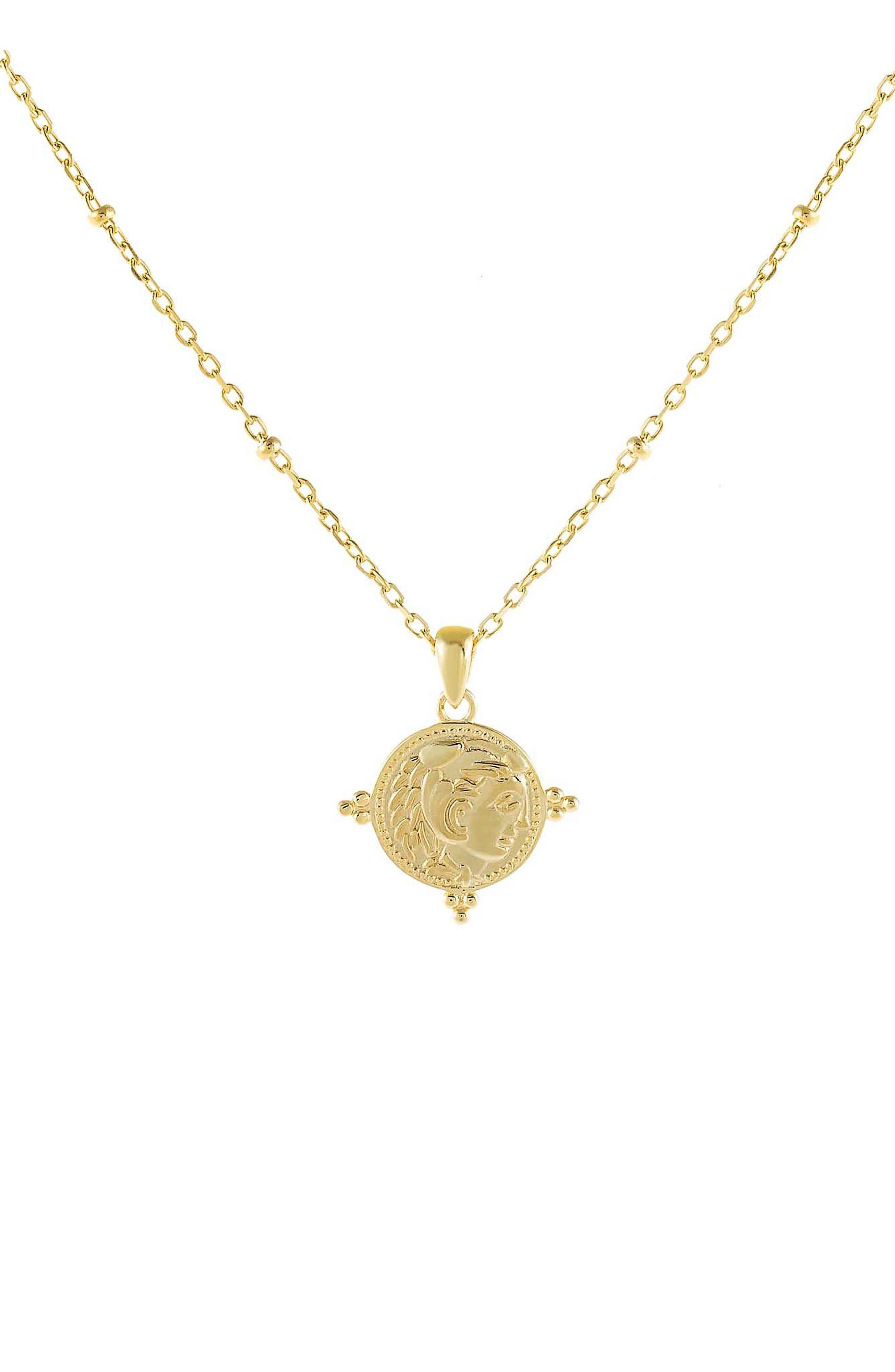 Adina's Jewels Beaded Coin Pendant Necklace | Nordstrom | Nordstrom