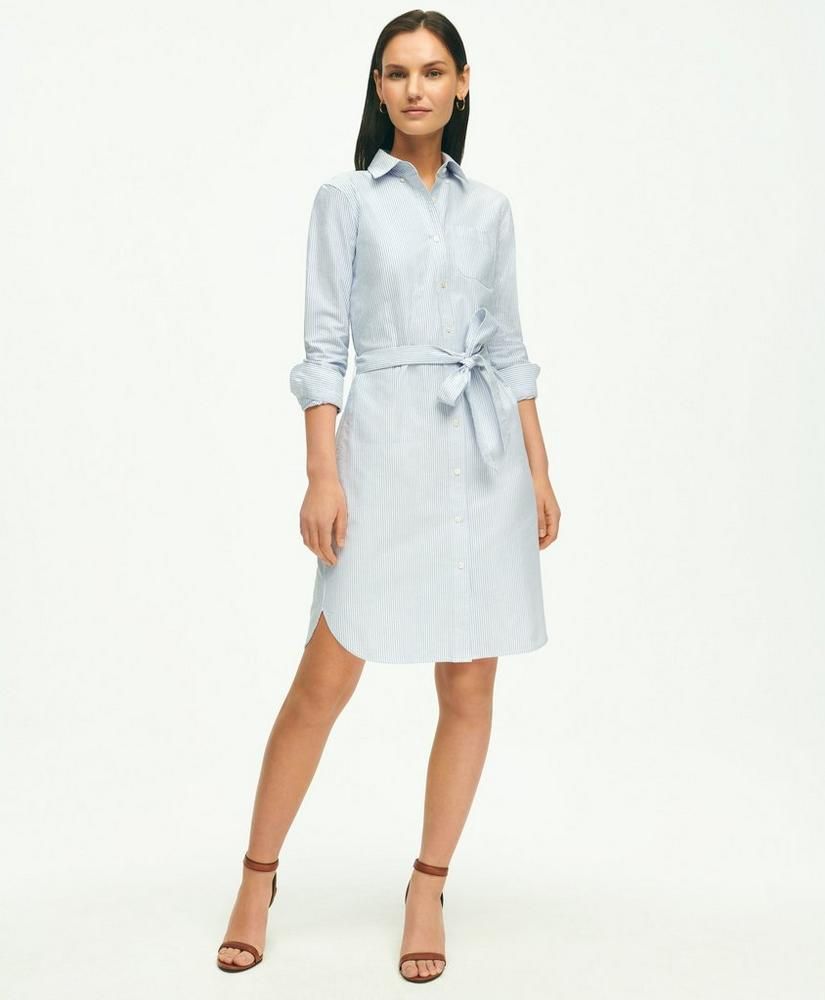 Classic Fit Cotton Oxford Stripe Shirt Dress | Brooks Brothers