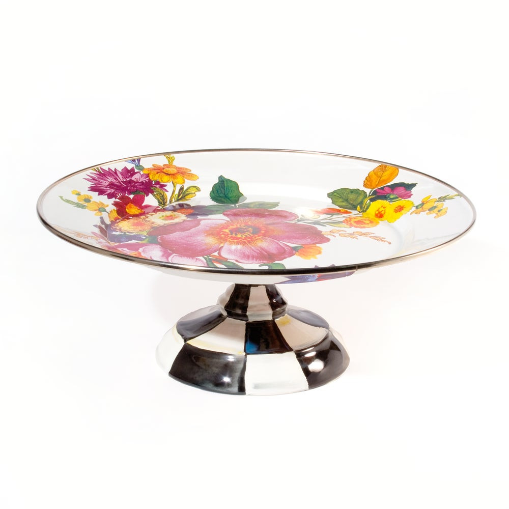 White Flower Market Small Pedestal Platter | MacKenzie-Childs