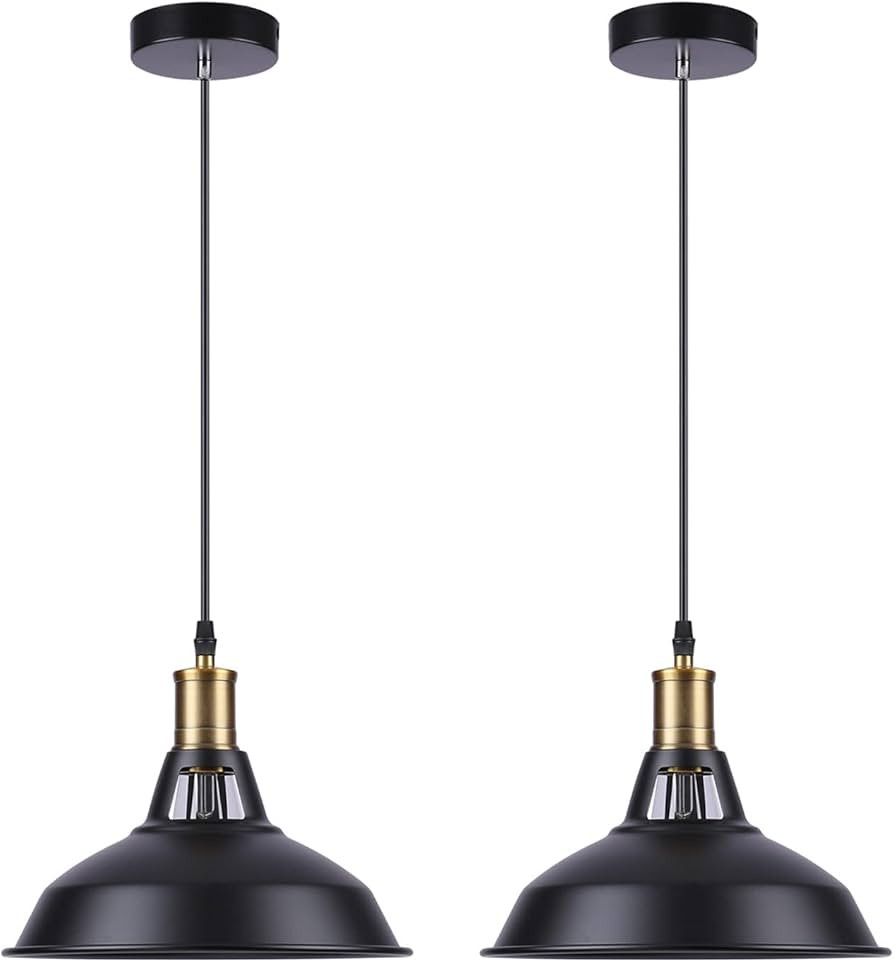 NAANN Black Pendant Light, Industrial Vintage Metal Pendant Lamp Modern Retro Rustic Brass Farmho... | Amazon (CA)