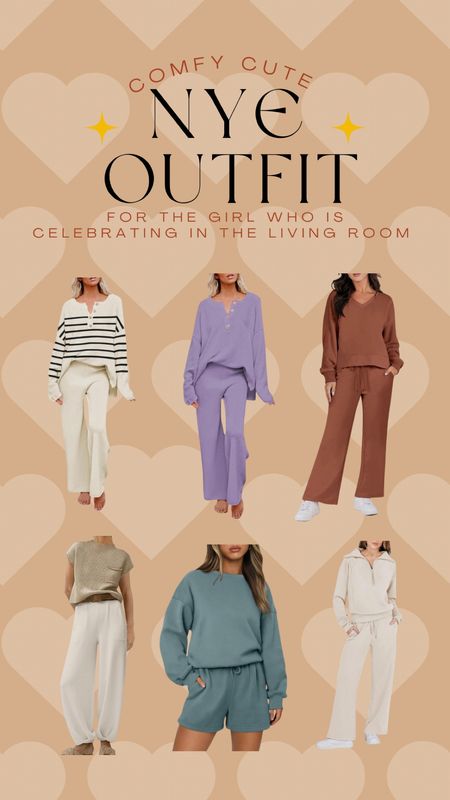 Last minute NYE going out outfits that will still arrive before Dec 31 or Jan 1. New Year’s Eve and Day outfit ideas from Amazon 🤍 “Comfy, cute loungewear set” version! 