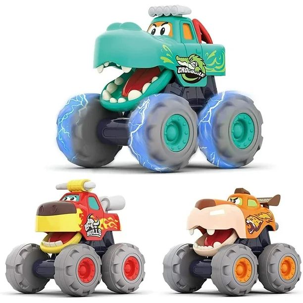 MOONTOY Toy Cars for 1 2 3 Year Old Boys, Monster Trucks for Toddlers, Pull Back Toy Cars Frictio... | Walmart (US)